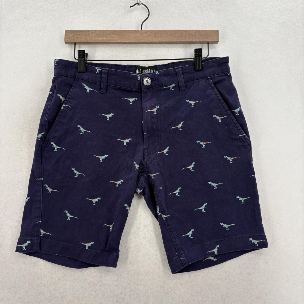 Knickerbocker NYC Shorts Mens 30 Blue Chino Dinosaur Print Stretch 9" Summer